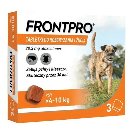 Tabletit FRONTPRO 612471 15 g 3 x 28,3 mg Sopii koirille joiden paino max. >4-10 kg