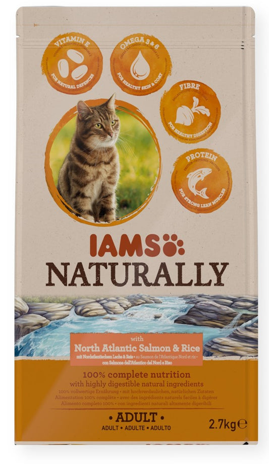 IAMS Naturally Adult North Atlantic salmon & rice - dry cat food - 2 7kg