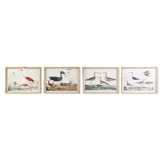 Maalaus DKD Home Decor 60 x 2,8 x 45 cm Linnut Moderni (4 Kappaletta)