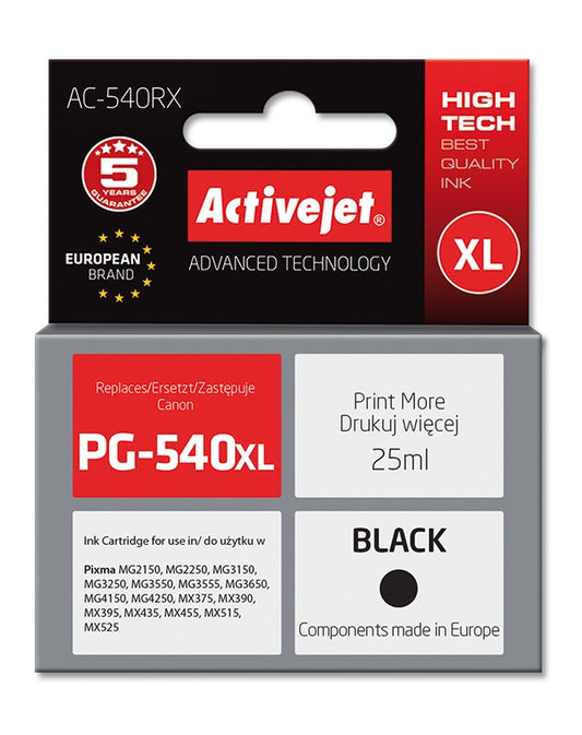 Activejet AC-540RX muste Canon-tulostimelle; Canon PG-540 XL vaihto; Premium; 25 ml; musta - KorhoneCom