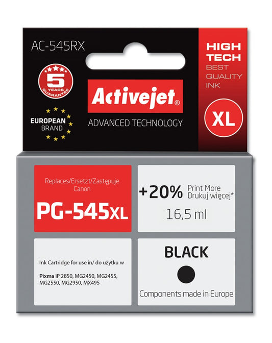 Activejet AC-545RX muste Canon-tulostimelle; Canon PG-545 XL vaihto; Premium; 16,5 ml; väri - KorhoneCom