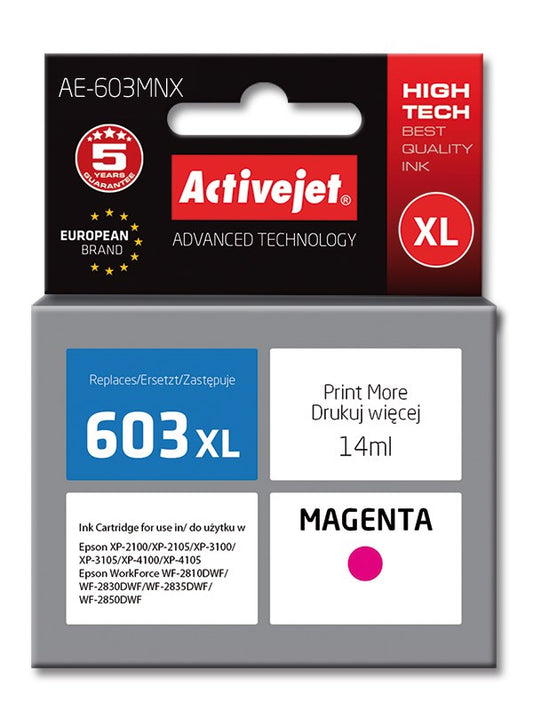Activejet AE-603MNX muste (korvaa mallille Epson 603XL T03A34; Supreme; 14 ml; magenta) - KorhoneCom