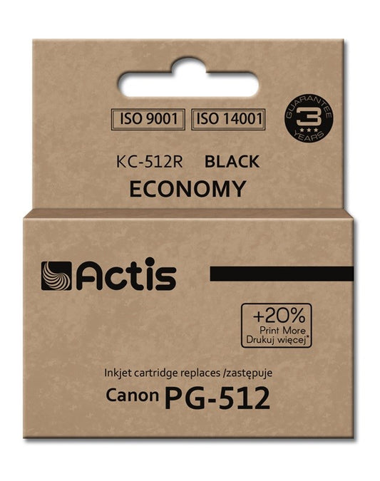 Actis KC-512R muste Canon-tulostimeen; Canon PG-512 vaihto; Vakio; 15 ml; musta