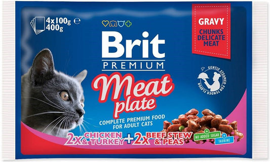 BRIT Premium Cat Meat Plate - kissan märkäruoka - 4x100g