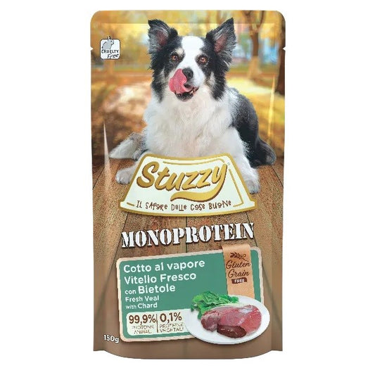 STUZZY Monoproteiinivasikanliha mangoldilla - koiran märkäruoka - 150 g