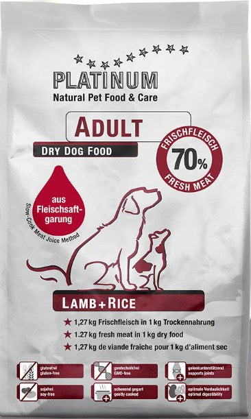 PLATINUM Adult Lamb + Rice - kuiva koiranruoka - 5 kg