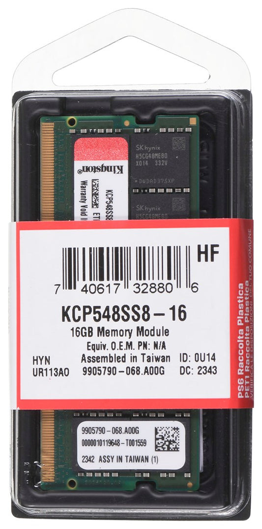 Kingston Technology KCP548SS8-16 muistimoduuli 16 GB 1 x 16 GB DDR5 4800 MHz