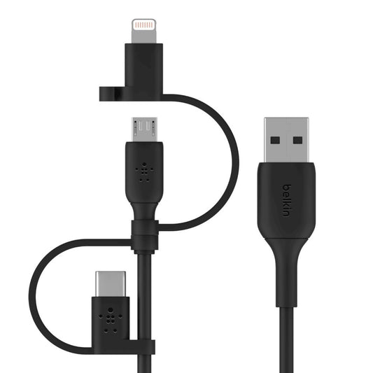 Belkin BOOST CHARGE USB-kaapeli 1 m USB A USB C/Mikro-USB B/Lightning Black (must)
