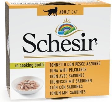 SCHESIR keittoliemessä Tonnikala sardiinien kanssa - kissan märkäruoka - 70 g