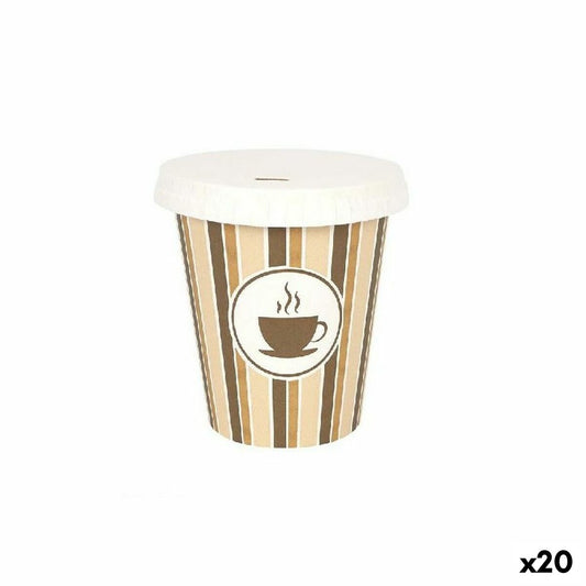 Lasisetti Algon Kannellinen Kertakäyttöinen Kahvi Kartonki 6 Kappaletta 250 ml (20 osaa)