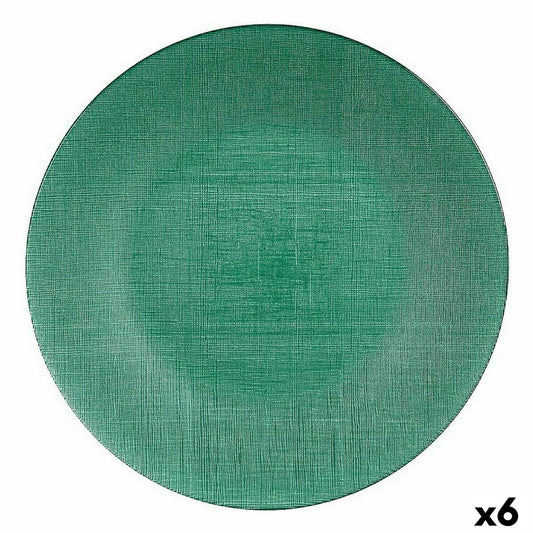 Litteä Lautanen Vihreä Lasi 32,5 x 2,5 x 32,5 cm (6 osaa)