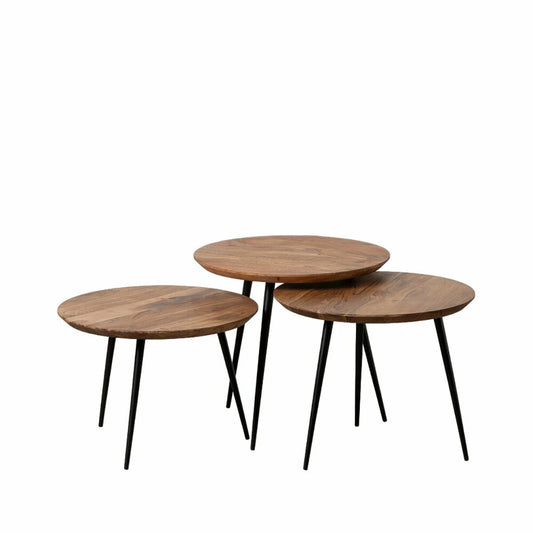Set of 3 tables Puu Metalli Rauta Akaasia 50 x 50 x 45 cm