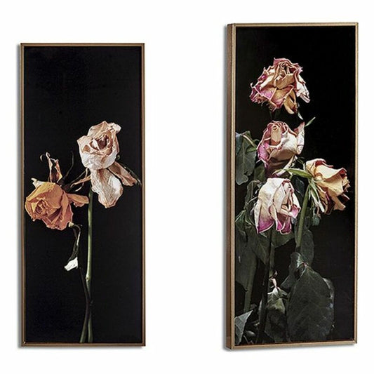 Maalaus Kullattu Gėlės Musta lastulevy (21,2 x 2 x 51,2 cm)