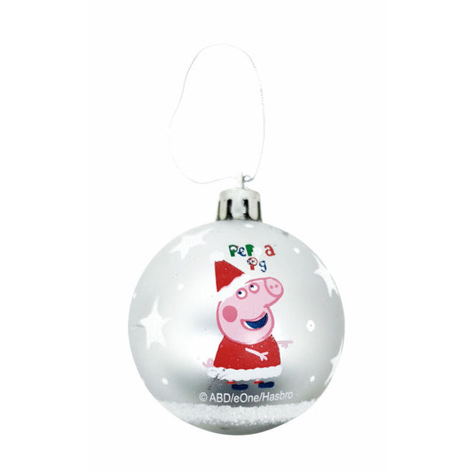 Joulupallo Peppa Pig Cosy corner Hopeinen 6 osaa Muovinen (Ø 8 cm)