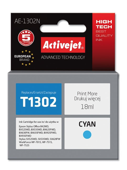 Activejet AE-1302N Tinte (ersetzt Epson T1302; Supreme; 18 ml; Cyan)