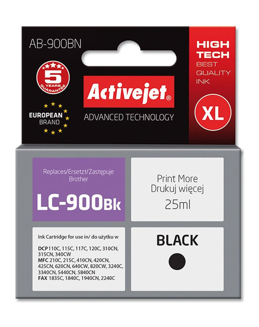 Activejet Ink AB-900BN (korvaa Brother LC900Bk:lle; Supreme; 25 ml; musta) - KorhoneCom