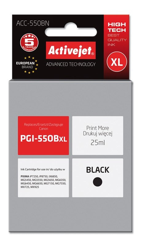 Activejet ACC-550BN mustepatruuna (korvaa Canon PGI-550BK:lle; Supreme; 25 ml; musta) - KorhoneCom