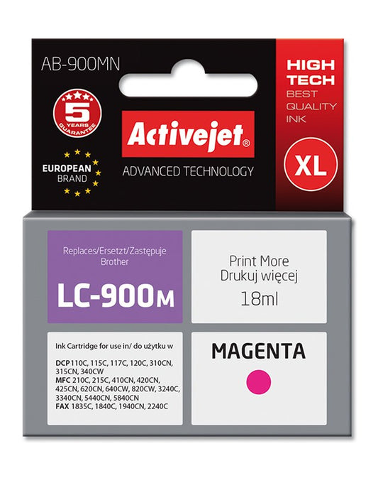 Activejet Ink AB-900MN (korvaa Brother LC900M:lle; Supreme; 17,5 ml; magenta) - KorhoneCom