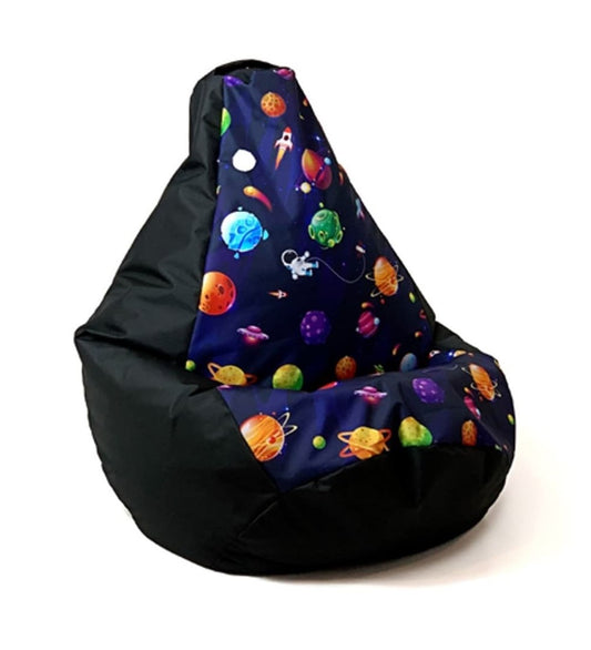 Sako laukku päärynäkuvioinen musta-planeetat XL 130 x 90 cm - KorhoneCom