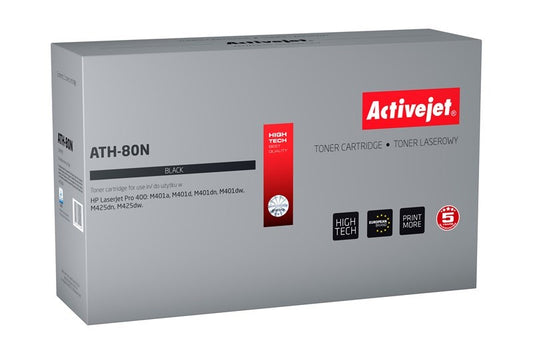 Activejet ATH-80N väriaine HP-tulostimeen, HP 80A CF280A korvaava, Supreme, 3500 sivua, musta - KorhoneCom
