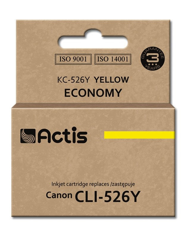 Actis KC-526Y muste Canon-tulostimeen; Canon CLI-526Y vaihto; Vakio; 10 ml; keltainen - KorhoneCom