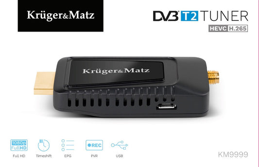 KRUGER &amp; MATZ Mini-Tuner DVB-T2 H.265 HEVC KM9999
