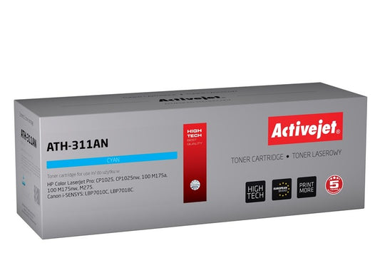 Activejet ATH-311AN väriaine HP-tulostimelle, HP 126A CE311A Canon CRG-729C vaihto, Premium, 1000 sivua, syaani - KorhoneCom