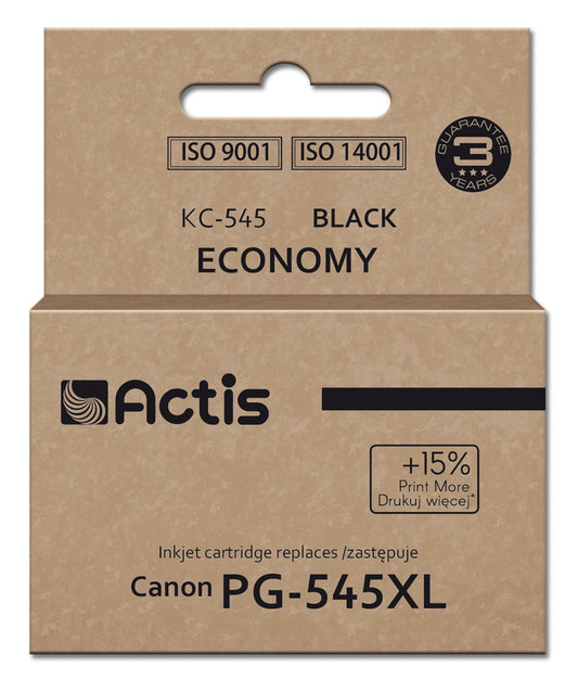 Actis KC-545 mustepatruuna (Canon PG-545XL vaihto; Supreme; 15 ml; 207 sivua; musta). Tulostaa 15 % enemmän kuin OEM. - KorhoneCom