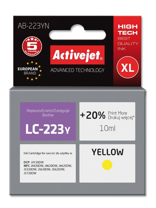 Activejet AB-223YN Ink (korvaa Brother LC223Y:lle; Supreme; 10 ml; keltainen) - KorhoneCom