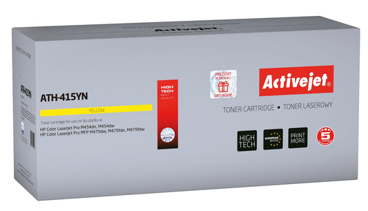 Activejet ATH-415YN väriaine HP-tulostimeen; Korvaava HP 415A W2032A; Supreme; 2100 sivua; Keltainen sirulla varustettuna - KorhoneCom