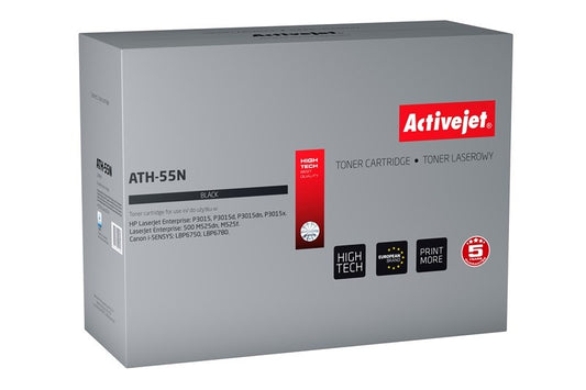Activejet ATH-55N väriaine HP-tulostimeen, HP 55A CE255A Canon CRG-724 korvaava, Supreme, 6000 sivua, mustaa - KorhoneCom