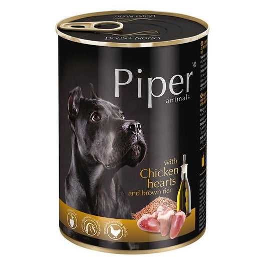 DOLINA NOTECI PIPER ANIMALS - Koiran märkäruoka - Siipikarjansydämet ruskealla riisillä 400 g - KorhoneCom
