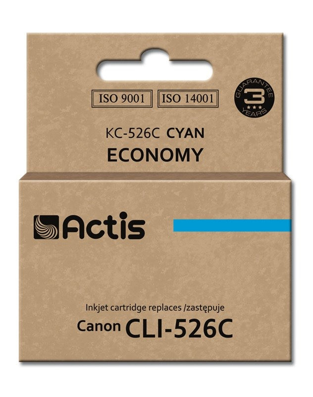 Actis KC-526C muste Canon-tulostimelle; Canon CLI-526C vaihto; Vakio; 10 ml; syaani - KorhoneCom