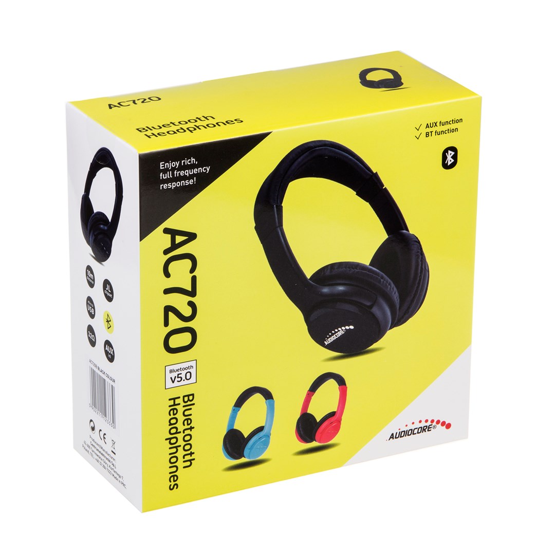 Audiocore V5.1 langattomat bluetooth kuulokkeet 200mAh 3-4h työaika 1-2h latausaika AC720 R red - KorhoneCom