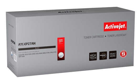 Activejet ATC-EP27AN väriaine Canonin tulostimelle, Canon EP-27 vaihto, Premium, 2500 sivua, musta - KorhoneCom