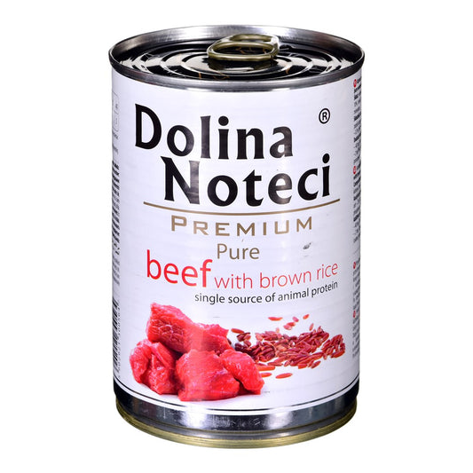 Dolina Noteci Premium Pure runsaasti naudanlihaa ja ruskeaa riisiä - märkä koiranruoka - 400g - KorhoneCom