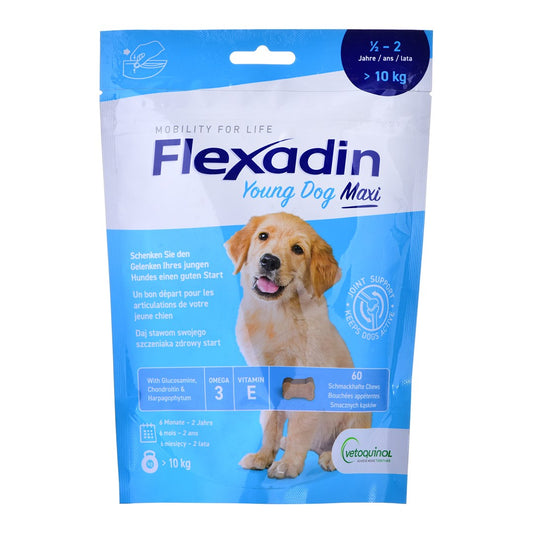 VETOQUINOL Flexadin Young Max - lisäravinne koirille - 60 tablettia - KorhoneCom