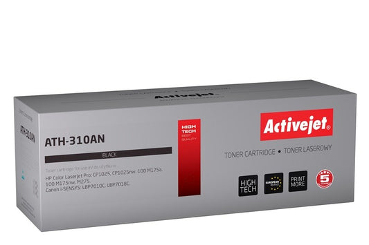 Activejet ATH-310AN väriaine HP-tulostimelle, HP 126A CE310A Canon CRG-729B vaihto, Premium, 1200 sivua, musta - KorhoneCom