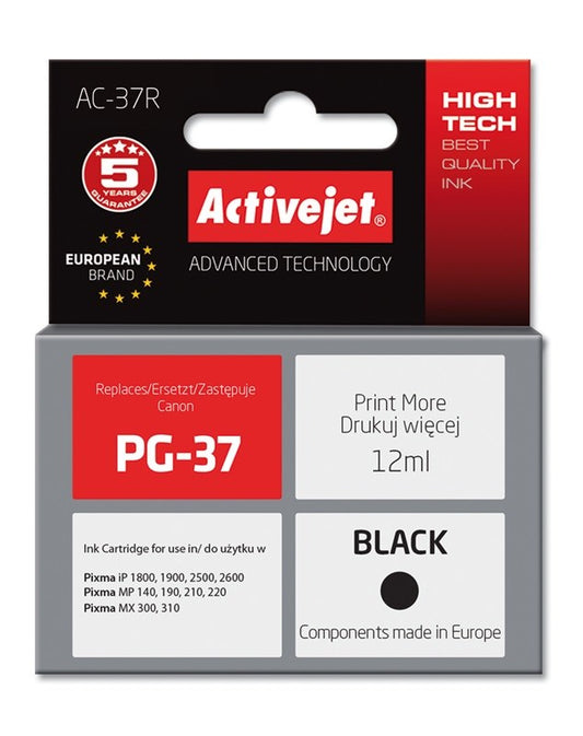 Activejet AC-37R muste Canon-tulostimeen, Canon PG-37 korvaava muste, Premium, 12 ml, musta. - KorhoneCom