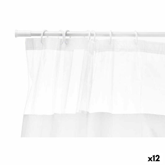 Suihkuverho 180 x 180 cm Läpinäkyvä Valkoinen Muovinen PEVA (12 osaa)