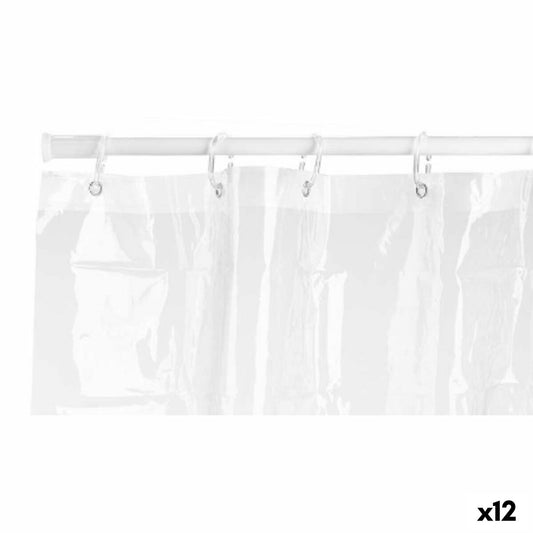 Suihkuverho 180 x 180 cm Muovinen PEVA Läpinäkyvä (12 osaa)