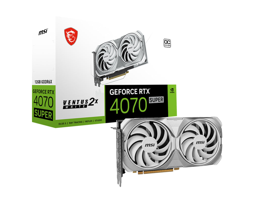 MSI GeForce RTX 4070 SUPER 12G VENTUS 2X WHITE OC NVIDIA 12GB GDDR6X - KorhoneCom